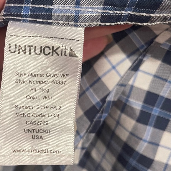 UNTUCKit Navy and White Mens Plaid Shirt XXL - Picture 3 of 4